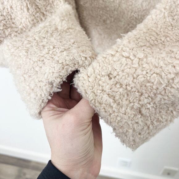 [Pendleton] Cream Full Zip Flannel Flap Pocket Fleece Sherpa Jacket Size Small S - Picture 9 of 12